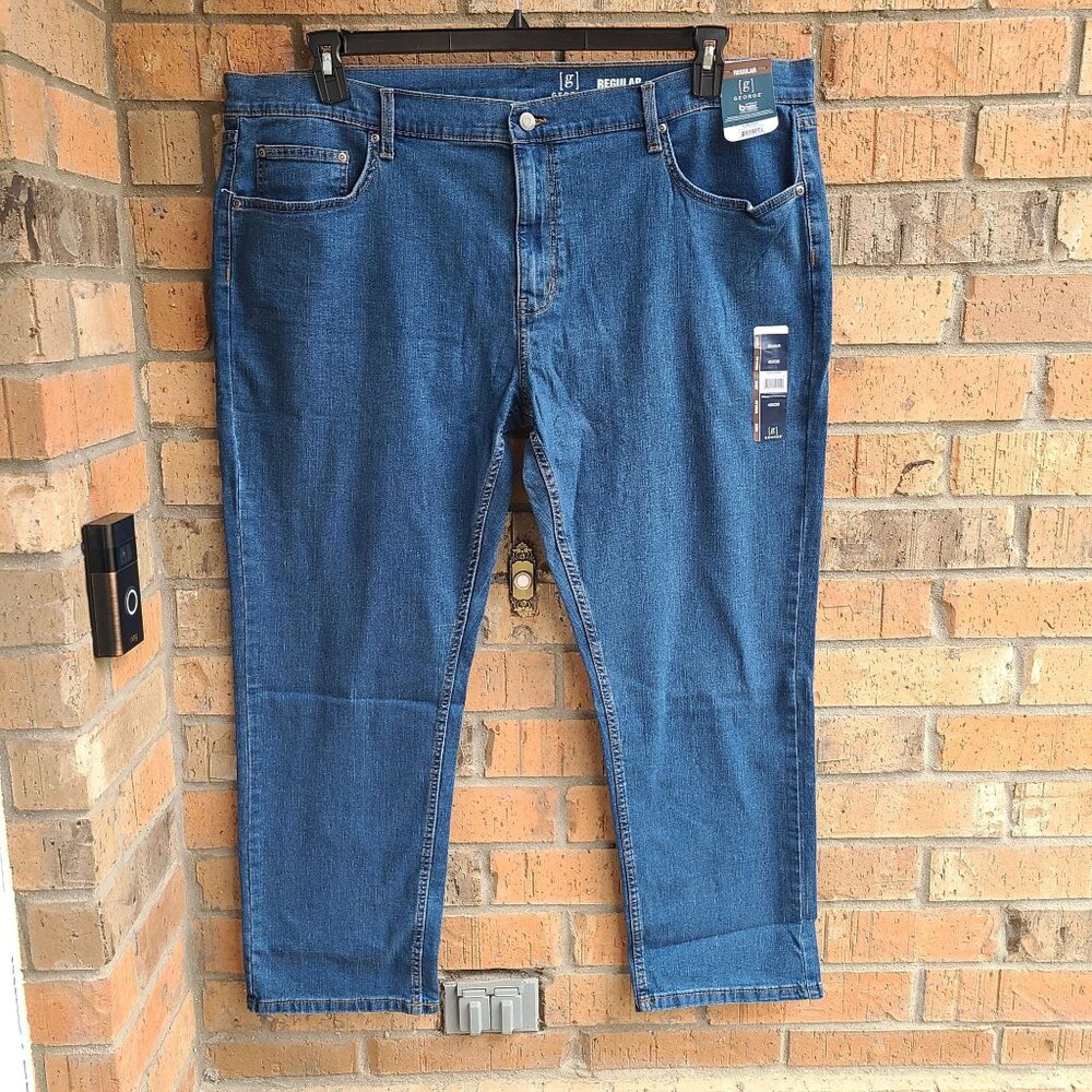 George Men's Regular Fit Jeans Blue Medium Wash Size 40x30